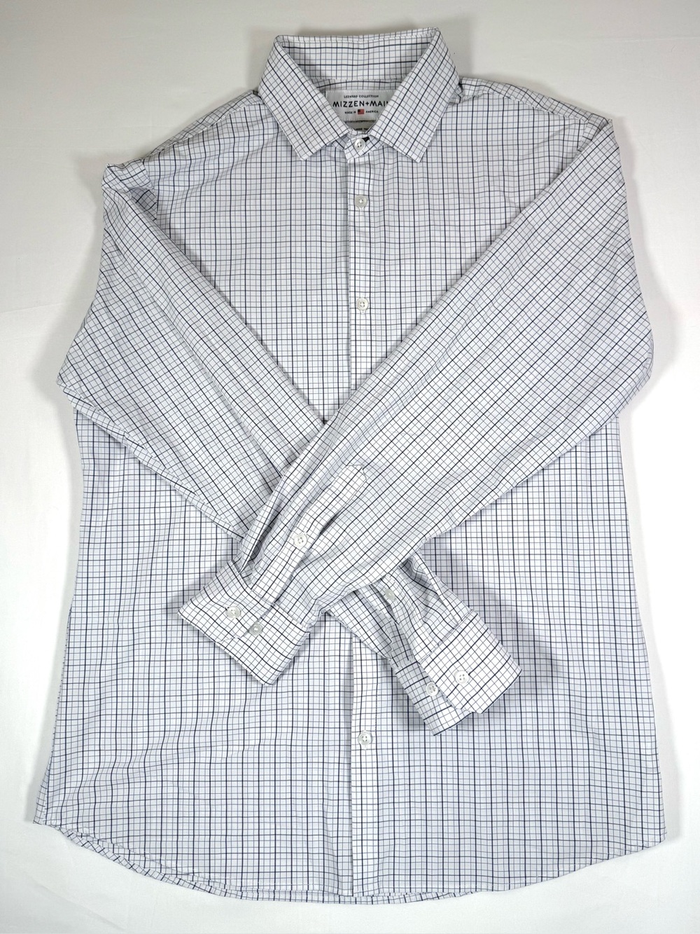 MIZZEN+MAIN Men Leeward Performance Shirt XL Trim Fit Windowpane Stretch Preppy